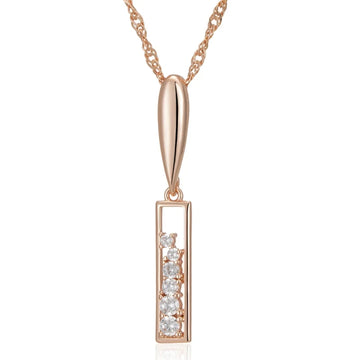 Gorgeous Rolled 14K Rose Gold AAA Zircon Diamonds Pendant And Necklace For Women - High Quality Daily Jewellery